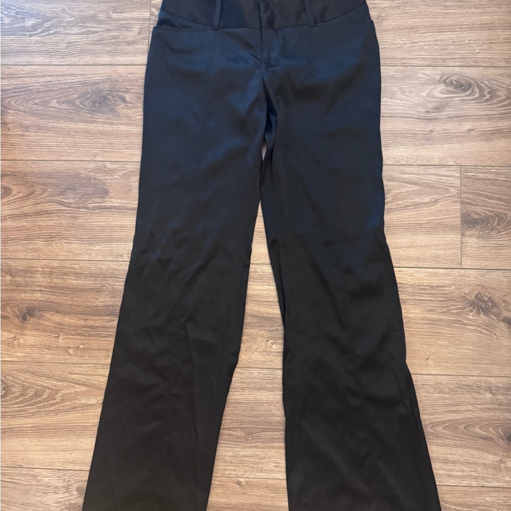 Arden B Elegant Satin Black Flare Pants